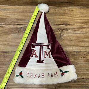 TEXAS A&M UNIVERSITY CHRISTMAS SANTA HAT EMBROIDERED MISTLETOE & LOGO